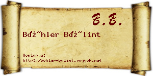 Böhler Bálint névjegykártya